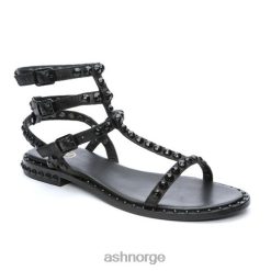 ASH kvinner spill en flat sandal med tonale beslag RD4VB57 sandaler svart